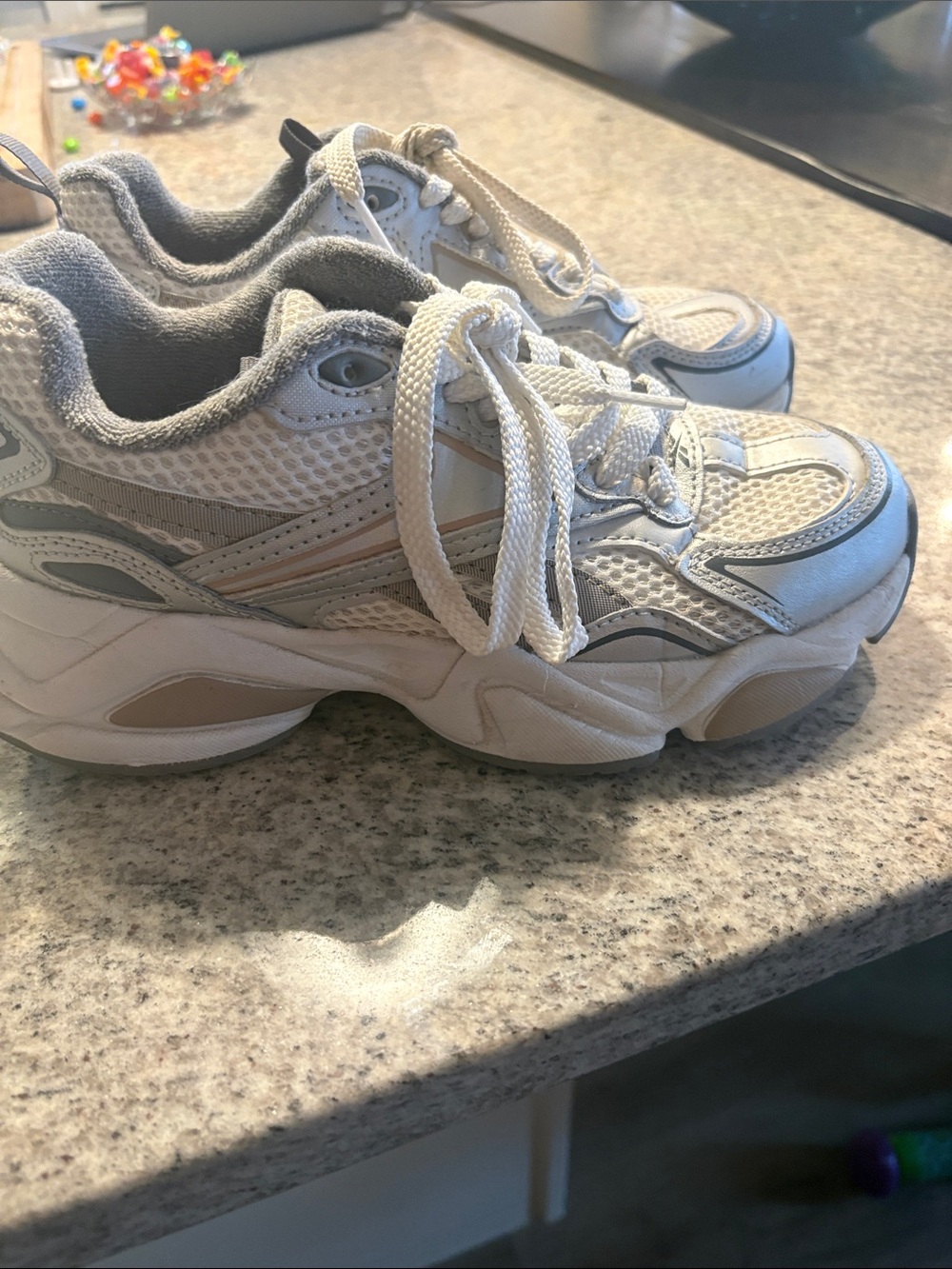 Reebok Women's White and Light Gray Athletic Sneakers - Picture 2 of 4